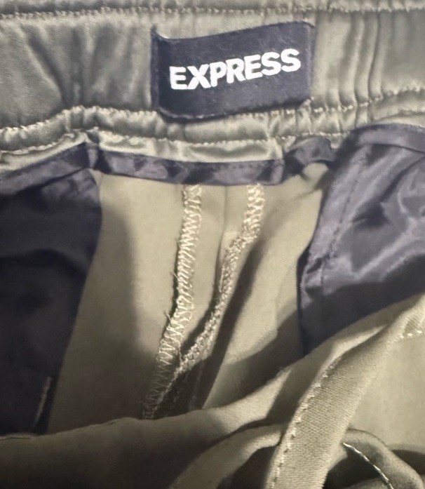 Express Olive Ankle Pants Polyester Drawstring Fl… - image 4