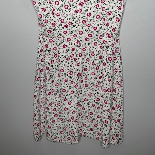 Abito floreale Brooks Brothers taglia 8 bianco rosa manica corta mini carriera nuovo con etichette - Foto 7 di 10