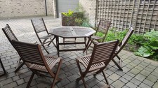 John Lewis Wooden Garden Furniture Set - Octagonal Folding Table & 7 Chairs
