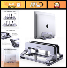 Vertical Laptop Stand Holder for MacBook, Dell, HP, Lenovo - Adjustable 2-Slot D