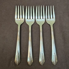 WM Rogers IS 1939 ALLURE Wheat Silverplate Flatware 6” Salad Forks Lot of 4