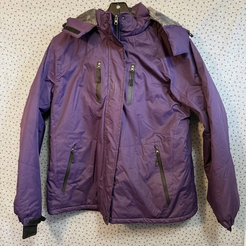 Men’s Purple Heavy Jacket Really Warm Water Resistant Winter Coat W/Fur Hoodie - product listing photo