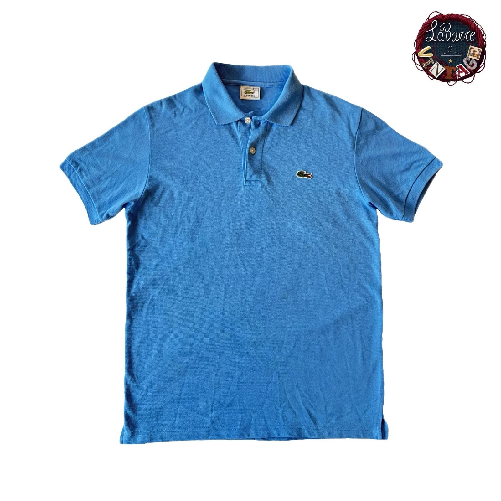 Vintage Lacoste Made in France Light Blue Pique Polo Shirt Size 5