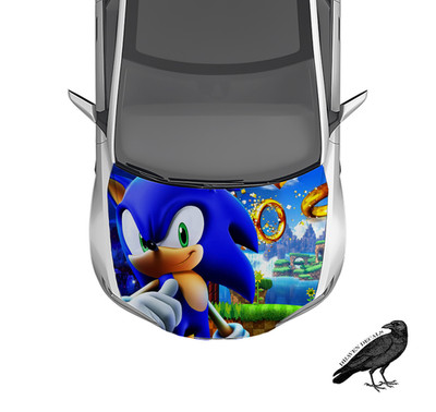 Sonic Hedgehog Anime Hood Wrap Weatherproof 3M Vinyl Car Decal 50'' X 65''