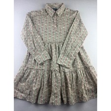 Hudson Gray Floral Stripe Tiered Mini Dress Womens Small Collared Pink Green