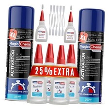 CA Glue with Activator 4 x 3.5 oz  2 x 16.9 fl oz , Extra Large Set 2 Pack 