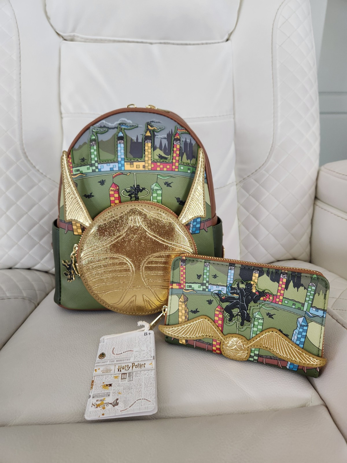 Loungefly Harry Potter Golden Snitch Mini Backpack with Matching Wallet  