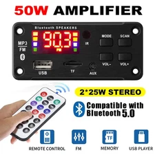 2x25W Amplifier Bluetooth 5.0 MP3 Player Decoder Board Car FM Speaker Module 12V