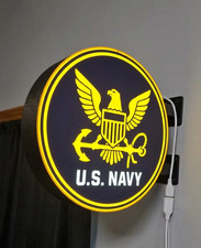 Enseigne US Navy Lumineuse - Impression 3D LED USB - Déco Militaire Drapeau 22cm