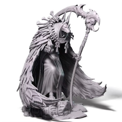 1/24 Scale Fantasy Anubis Necromancer w/ Scythe & Feathered Cloak Resin Statue