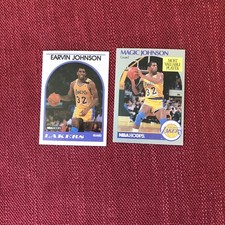 2 Magic Johnson NBA Hoops Cards: 1989 #270- 1990 Most Valuable Player # 157  HOF