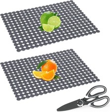 Kitchen Sink Mat for Stainless Steel/Ceramic Sinks,2 Pack with Scissors Dish
