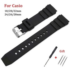 Waterproof Silicone Watch Strap For Casio 18/20/22/24/26/28mm Sport Band Black