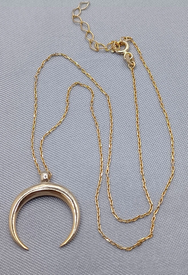 Gold Vermeil Crescent Horn Pendant Necklace Sterling Silver Crescent Moon/Horn - Image 2 of 4