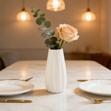 Nordic Stripe Pattern White Plastic Vase 18 7cm for Interior Decoration Needs