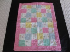 Handmade Vintage BABY or CRIB Cotton PATCHWORK Tied QUILT - 23-1/2" x 30-1/2"