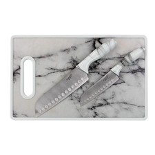 Gibson Home Beaumont 3 Piece Stainless Steel Santoku Knife Set with Cutting Boar