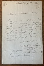 David de Noter Signed Letter 1848 / Autographed Belgian Painter