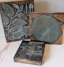 Large Vintage Wood Printing Blocks Apothecary Theme