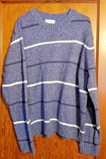 Sonoma Men's Sweater Long Sleeve XL Classic Relaxed Crew Neck Blue Striped