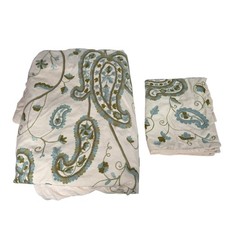 Pottery Barn Ivory Embroidered Paisley Floral Duvet Cover Twin Size 2 PC Set