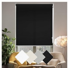 Roller Blind, Black, 17"W x 64"H, Blockout Coated for Energy Saving