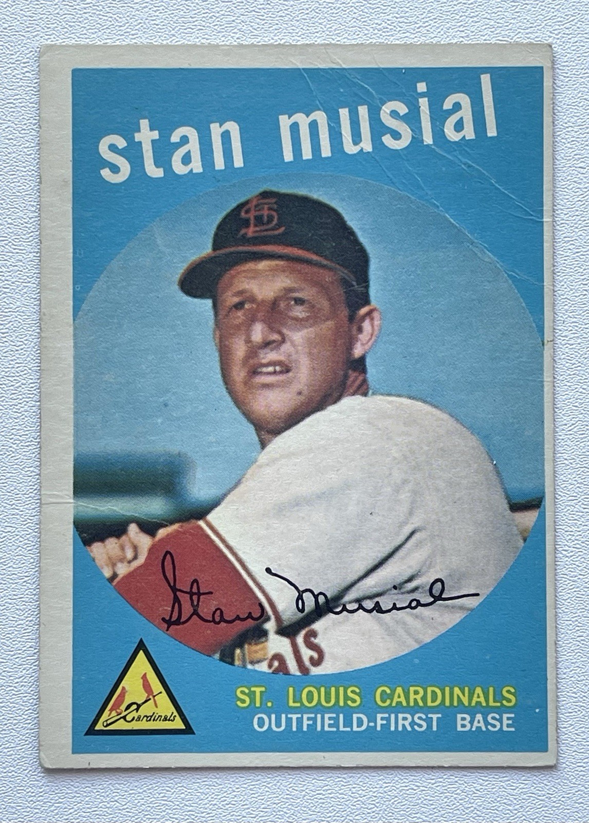 STAN MUSIAL 1959 Topps  #150 Cardinals VG/Crease