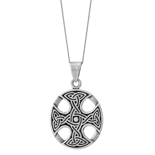 Silverly .925 Sterling Silber Keltisches Kreuz Triquetra AnhäNger Halskette-image