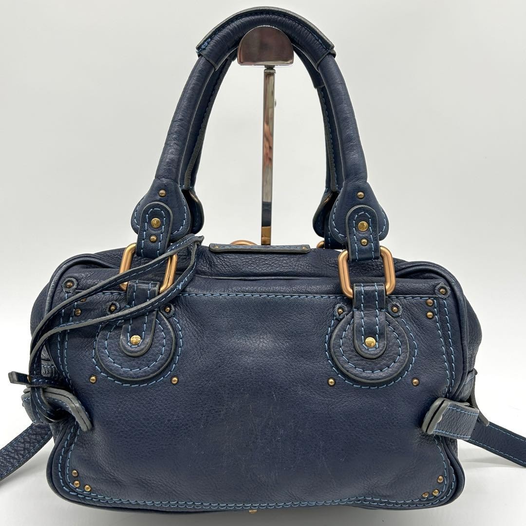 Chloe Paddington Blue Navy Leather Handbag Satchel Y2K Vintage