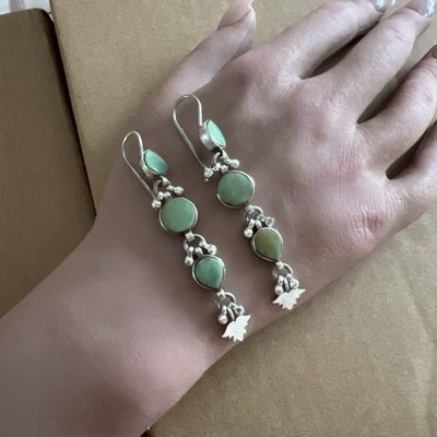 1 of a Kind Ohrringe grün Türkis Sterlingsilber Boho Chic Handarbeit UK