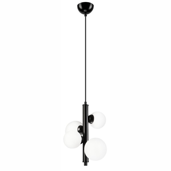 HäNgeleuchte HäNgelampe Schwarz Weiß 4X E27 Glas Metall Modern Verstellbar-image