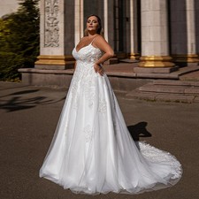 Bride Wedding Dress with Off Shoulder Applique A Line Bridal Gown Plus Size