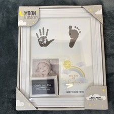 Moon  Stars Baby Picture Frame Hand-Foot Print  Photo Box W/Ink Pad New/Sealed