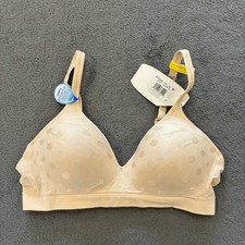 Hanes Ultimate Soft Taupe Polka Dot Perfect Coverage Wirefree Bra Women's Size M