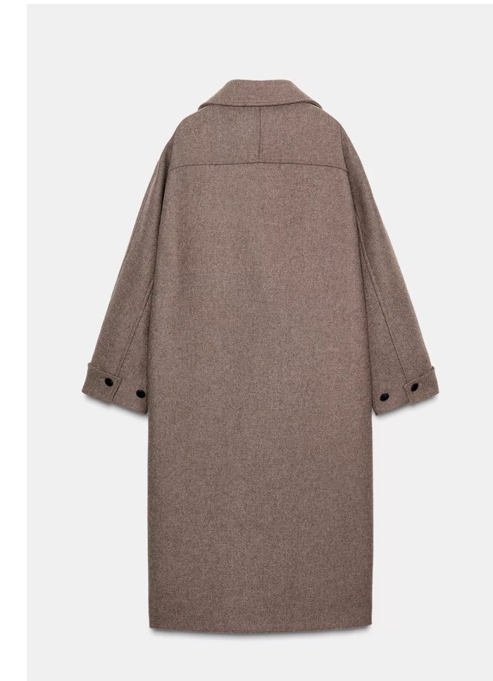 Zara XL Mink Wool Coat with Leather Effect Collar for Winter image 7