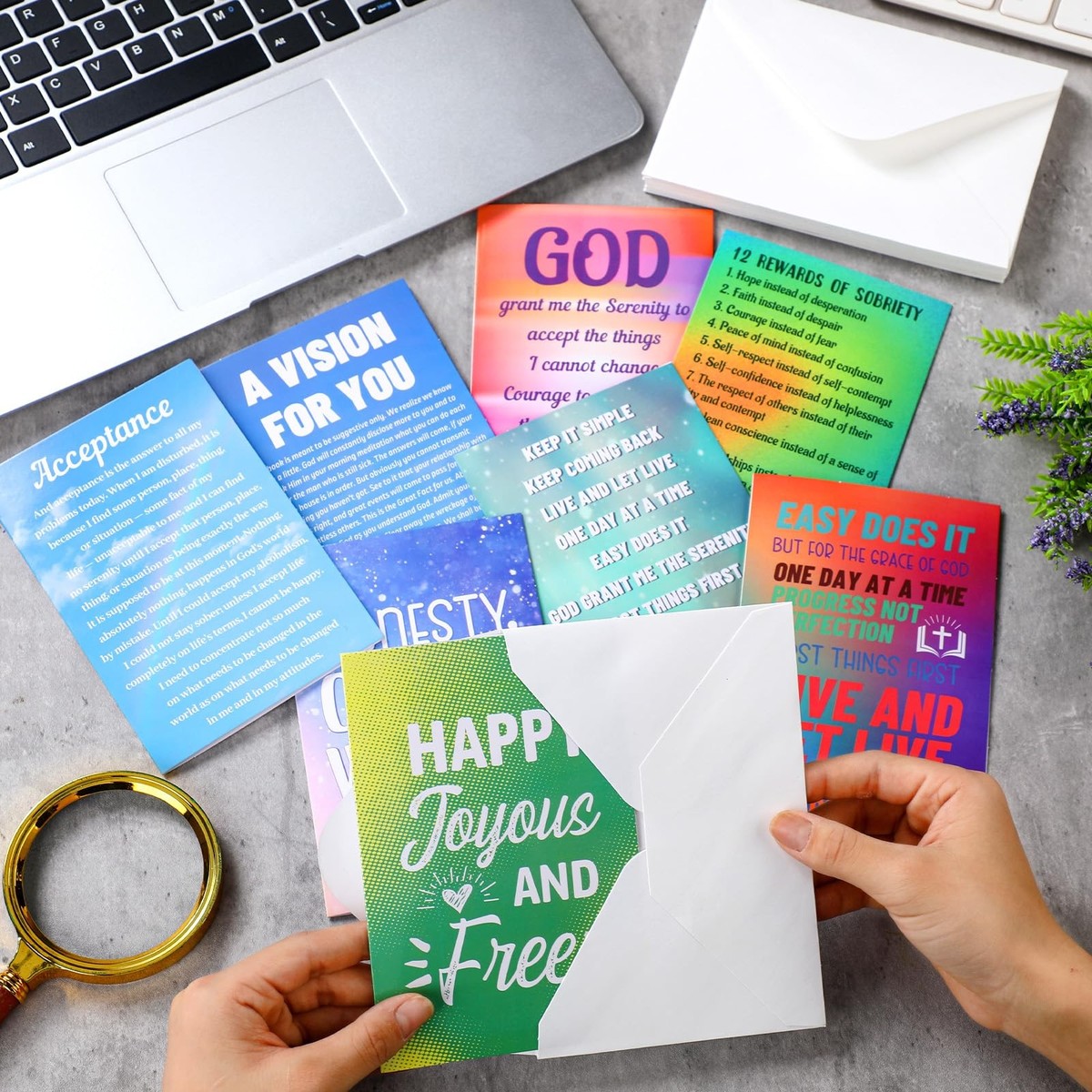 20 Pack Sobriety Cards With Envelopes - Recovery Encouragement Cards For Addiction Support