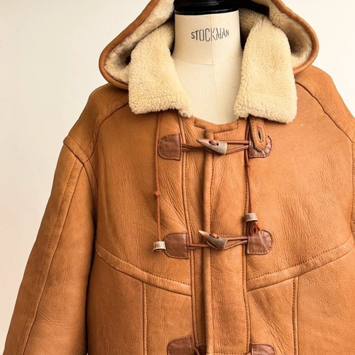 Paul Stuart, Vintage 1980-90's Paul Stuart Leather Duffle Coat Size L Camel Length 103.5cm