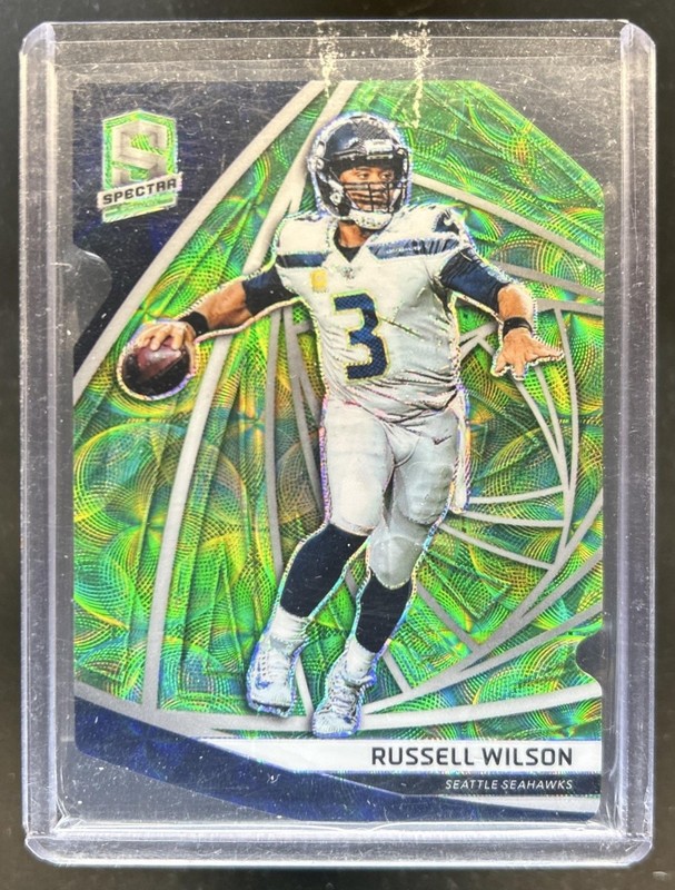 2019 Panini Spectra Russell Wilson Neon Green Die Cut #/30 Seahawks