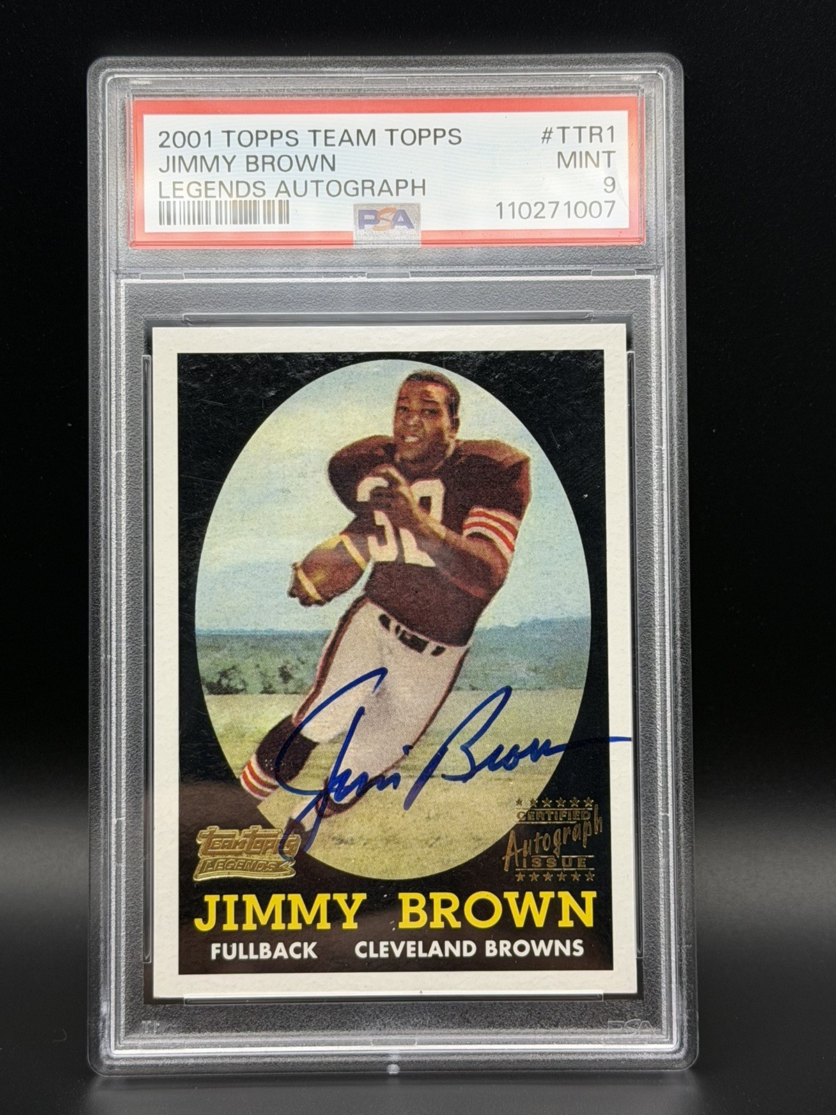 PSA 9 Jim Brown 2001 Team Legends Autograph HOF CLEAN POP8!