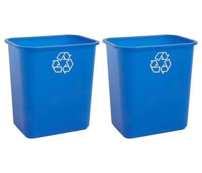 2-Pack 7 Gallon Recycling Bin Space Saving Under Desk Container Blue