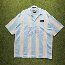 Vintage Y2K FUBU Football Jersey Mens Large Blue Grey Gradient Striped 05 HipHop