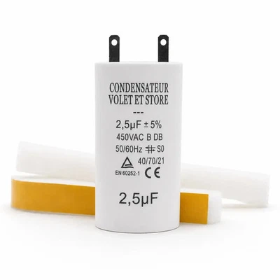 Condensateur 2.5μF 2,5uF pour moteur volet roulant store SOMFY SIMU - Photo 1/4