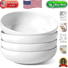 Durable White Pasta Bowls - Set of 4, Perfect for Entertaining, Dishwasher Safe