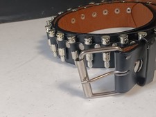 Bullet Belt Faux Leather Plastic Bullets Black And Silver SIZE 34"-38"