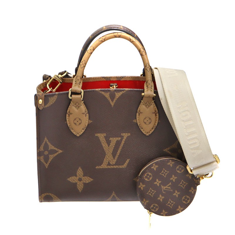 Louis Vuitton OnTheGo M46373 Coated Canvas Brown Shoulder Bag Women's #KNB7011