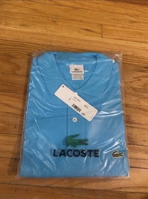 Lacoste L1212 Blue Polo Shirt XXL 100% Cotton Short Sleeve Logo Button