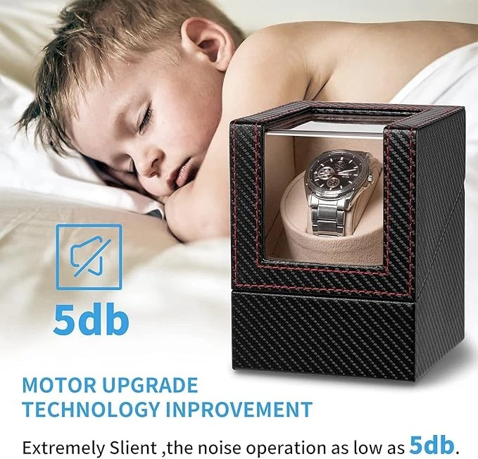 Automatic Rotation Single Watch Winder Box Leather Storage Display Case ...