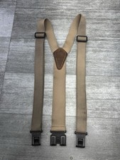 VTG Dickies Perry Suspenders Braces USA Made Y-Back 2  Wide Canvas Leather Clip