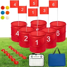 Backyard Golf Game 6 Hole Set Golf Buckets Game Golf Yard Bucket Games with Flag