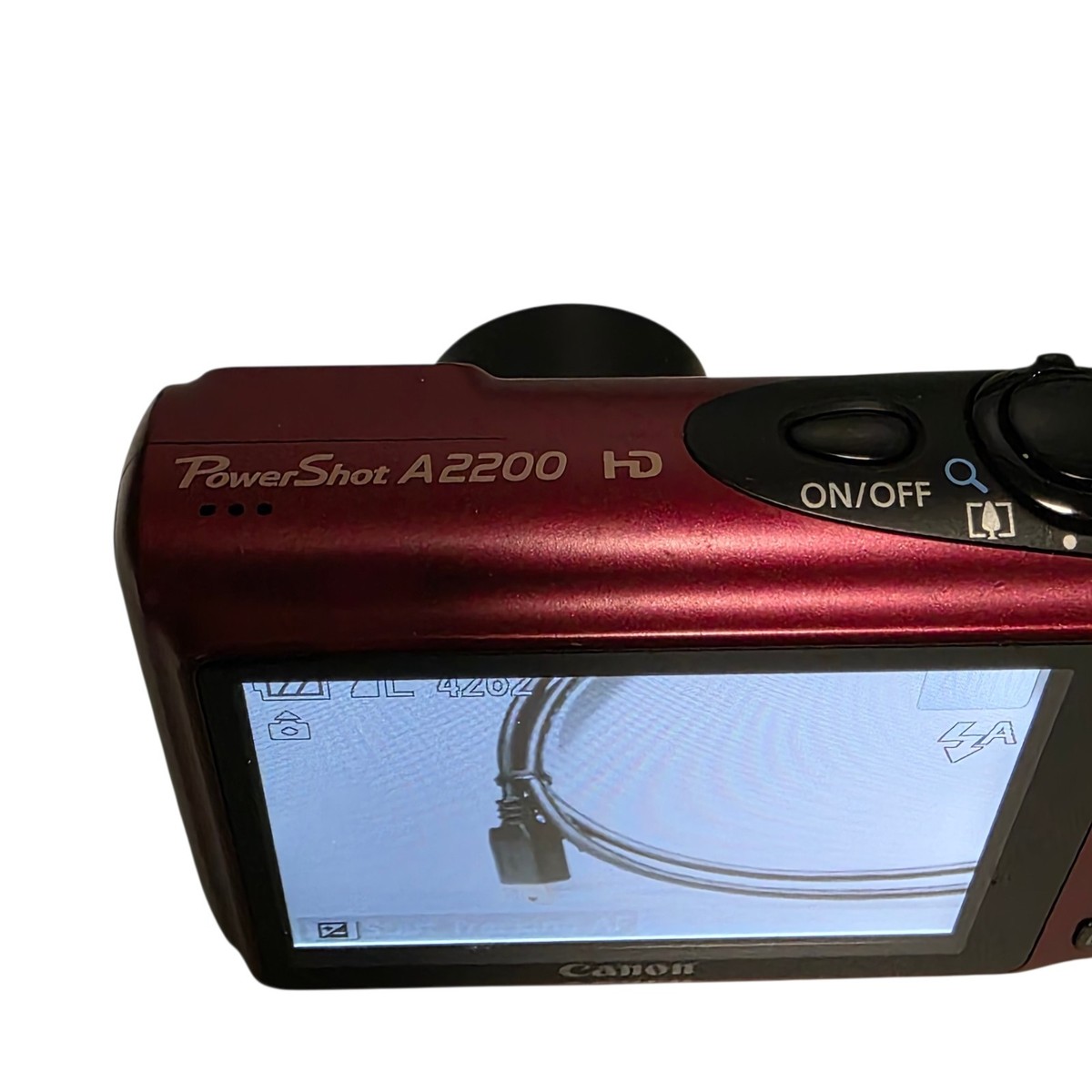 Canon PowerShot A2200 14.1MP Digital Camera Red Battery Charger SD